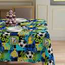 XCHI Soccer Graffiti Trophy World Cup Tablecloth Rectangle Table Cloth Table Covers for Indoor Dining Game Day Soccer Party Home Decorations 60x84 Inch
