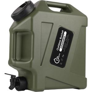 COOZMENT 3.2 Gallon/5 Gallon Water Containers with Spigot, BPA Free Water Jug, Military Green Water Tank, Multifunction Water Storage Containers for Camping Outdoor Hiking,Emergency Stroage