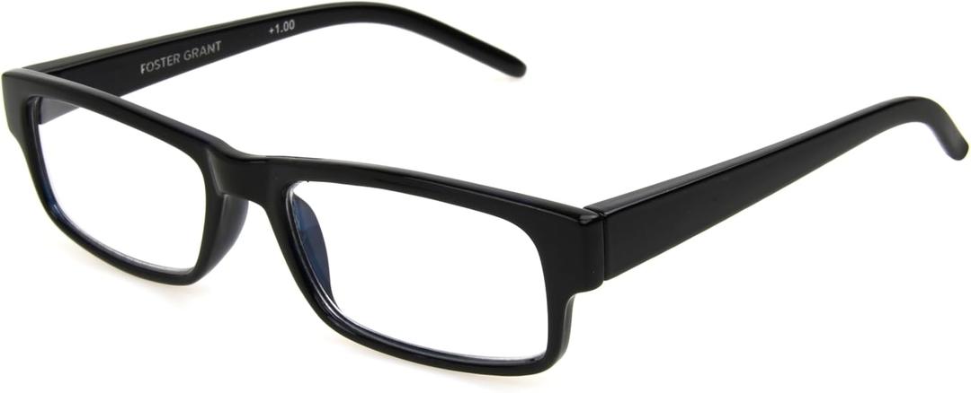 Foster Grant Men's Rick Square Reading Glasses, Magnification Strength: 2.5 x