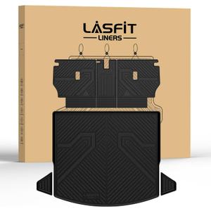 LASFIT Cargo Trunk Mat with Backrest Mats for Mazda CX5 2025 2024 2023 2022 2021 2020 2019 2018 2017 All Weather TPE Rear Cargo Liner Custom Fit Waterproof CX 5 Seat Back Mat Accessories, Black