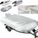 1200D Inflatable Boat Cover with Motor Cover, 100% Waterproof Cover for Inflatable Dinghy 8-9 Feet,Anti UV Canvas with Hurricane Proof System for Storage, Mooring,Trailer,Sliver (Length: 8-9' Beam Width Up to:70'', Silver)