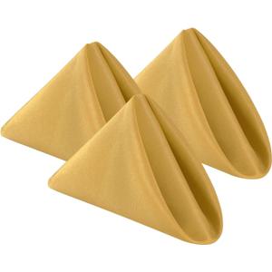 Bailarina Cloth Napkins Set of 120,17x17 inches Dinner Napkins Cloth Washable, Polyester Square Table Cloth Napkin Bulk with Hemmed Edges Ideal for Banquets, Parties and Weddings-Gold