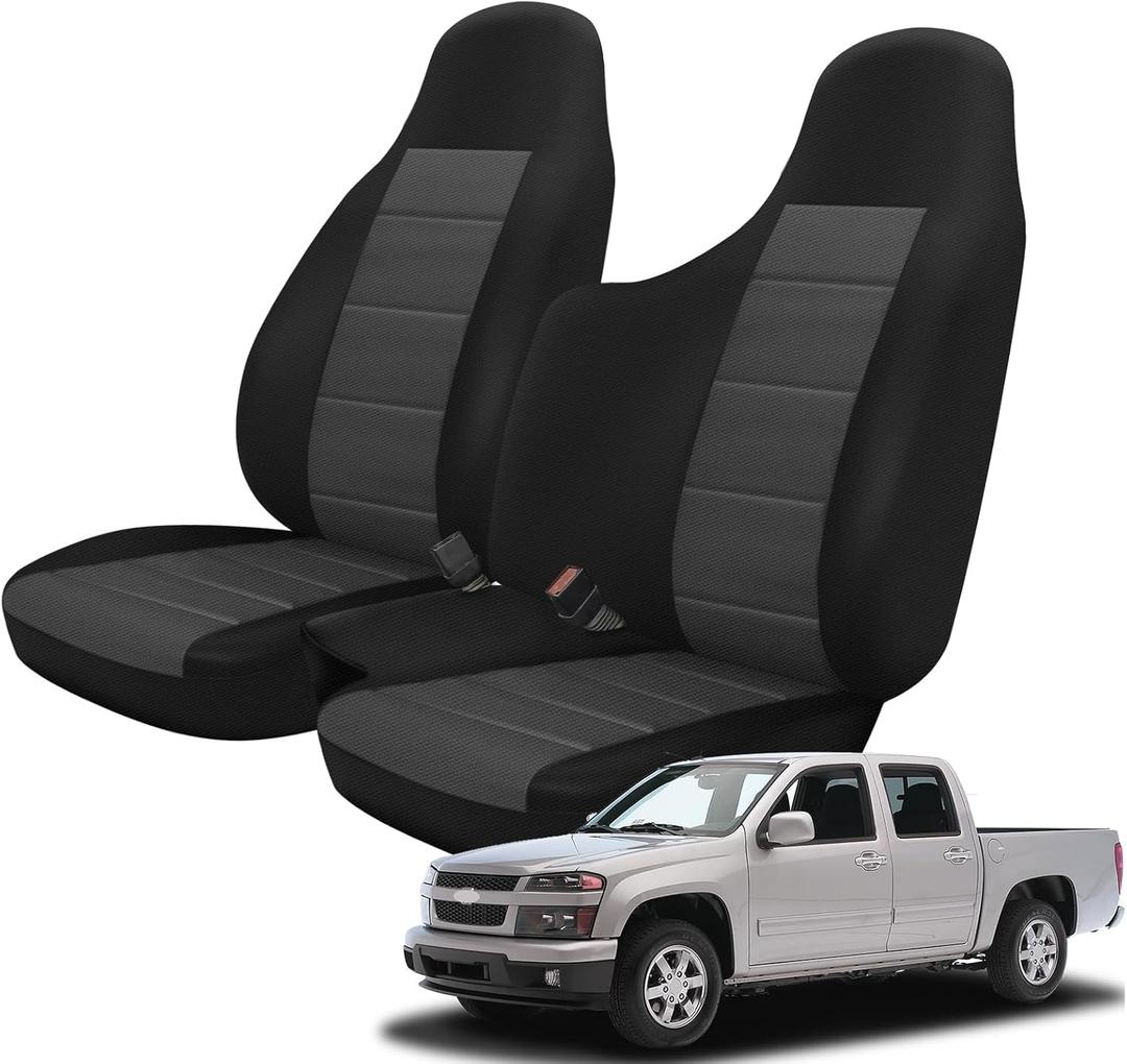 SAPUBK Custom-Fit Front Split Bench Seat Cover Without Armrest Replace for 2004-2012 Chevy Colorado/GMC Canyon Pickup, Knitted Fabric Composite Soft Foam Lining Airmesh Breathable Seat Cover