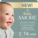 Pampers Amore, Size 2 (10-22 lbs), 74 Count, Our Best Diaper  Hypoallergenic & Fragrance Free, Up to 100% Leakproof, Soft as Cashmere