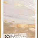 27x40 Metal Picture Frame with 24x36 Mat, Brushed Aluminum Finish, Tempered Glass Front, and Attached Hanging Hardware - Wall Display Frames for Vertical or Horizontal Orientation - Bronze