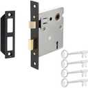 Old Mortise Lock Replacement Parts - Vintage Style Indoor Mortise Lock Assembly Kit with Antique Skeleton Keys and Reversible Latch Bolt, Oil Rubbed Bronze Plated Finish, Set of 2