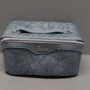 BOYATU Travel Makeup Bags Cosmetic Organizer Bag: Large Capacity Make up Bag - PU Leather Toiletry Bags for Women - Wide Open Portable Pouch with Divider & Handle (01-Light Blue)