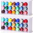 Hicarer 2 Pcs 21 Holes Craft Paint Storage Organizer Vertical Paint Rack Stand Storage Containers Wall Mounted Holder Removable Organizer Box for 2oz Bottle Art Supplies