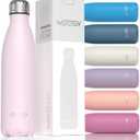 WATERSY Stainless Steel water bottles,17oz/500ml Insulated Water Bottles,Pink metal water bottle Keeps Drink Cold and Hot,BPA Free kids water bottles for School,Gym,Travel,Sports (Cherry Blossoms)