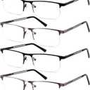 4-Pack Reading Glasses for Men,2.25 Blue Light Blocking Reading Glasses Men's Metal Readers with Spring Hinges Anti Glare/eye Strain