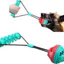 Tail Town Dog Ball with Handle, TPR Rubber Treat Dispensing Ball for Dogs, Tug of War & Fetch Toy, Textured Chew Ball with Cord for Small Medium Large Dogs