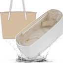 Lightweight Purse Organizer Insert Compatible with Coach City 30 Tote Bags, Zipper Bag Organizer with Cup Holder, 9 Pockets Handbag Stroage Travel Dividers,White-Beige/Medium