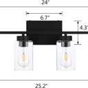 4 Light Bathroom Vanity Light Fixtures, Matte Black Modern Wall Lights with Clear Glass Shade, Vintage Wall Sconce Lighting for Living Room, Mirror, Bedroom, Hallway (Black, 4-Lights)