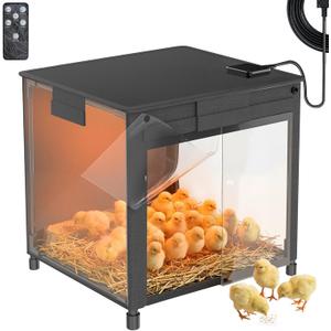 Brooder Box for Chicks, Upgrade Chicken Brooder Box with Adjustable Temp (77~95) & 9H Timer, Removable Feeder, Waterer, 10S Rapid Brooder Heating Plate, 200W Poultry Coop Heater Fits Ducks, Quails