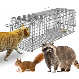 Live Animal Trap Cage, Heavy Duty Folding Humane Catch Release Rodent Cage, Upgraded Indoor & Outdoor Live Trap for Mouse, Rabbit, Squirrel, Possum, Skunk, Kitten, Mink Small - 23.37.247.72inch