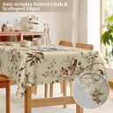 Spring Boho Farmhouse Vintage Floral Botanical Polyester Rectangle Tablecloth Table Cloth Waterproof Wipeable Wrinkle Free Oblong Tablecloth for Kitchen Dining Patio, 60 x 84 Inch, Beige