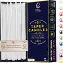 Bright White 10 Inch Taper Candles - Pack of 12 Premium Unscented, Dripless & Smokeless Hand-Dipped Candles for Birthday, Wedding or Dinner Decorations and Formal Candlelighting