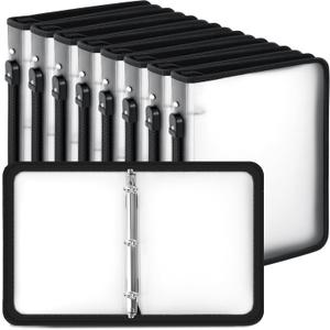Teling 8 Pcs Plastic Zipper Binders with 3 Ring Zipper Binder, Refillable File Organizer Planner for Projects, Assignments, Memos, School Work (2 Inch,White)