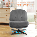 HollyHOME Modern 360°Swivel Accent Chair, Upholstered Comfy Reading Chair, Fabric Lazy Chair with Soft Cushion, Metal Frame Lounge Sofa Chair for Living Room, Bedroom, Balcony, Dark Grey