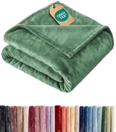 Ultra Soft Fleece Blanket Twin Size - Flannel Fleece Luxury Twin Blanket - Lightweight for Couch Bed Chair - Thick, Warm & Breathable - All Season Cozy Fuzzy Anti-Static Microplush Bedding, Sage Green