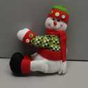 LUOZZY Plush Snowman Christmas Tree Topper Decorations with Funny Gnome Hugger for Xmas Party Holiday Curtain Tie Ornament