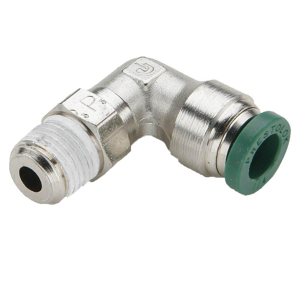 Parker W169PLP-4-1 Prestolok PLP Push-to-Connect Instant Fitting, Tube to Pipe, Nickel Plated Brass, Push-to-Connect and Male Pipe 90 Degree Elbow Swivel, 1/4" and 1/16"