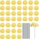 MECCANIXITY Silk Artificial Hydrangea Flowers, Yellow Artificial Flowers Heads with Stems, Full Hydrangea Flowers for Wedding Centerpieces, Party Decoration 30 Set