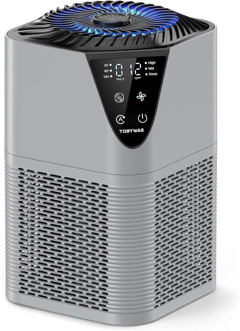TDBYWAE Air Purifiers for Home Large Room up to 1750 Sq Ft, H13 True HEPA Filter Air Purifiers for Bedroom, 25dB Quiet with Fragrance Diffuser for Home, Bedroom, Office (Gray)
