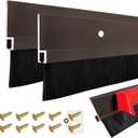 2 Pcs Door Sweep Door Brush Bottom Sweep with H-Shape Aluminum Alloy Base for HomeIndustrial2-Inch Door Brush (3Inch Wx39.4Inch L),Brown