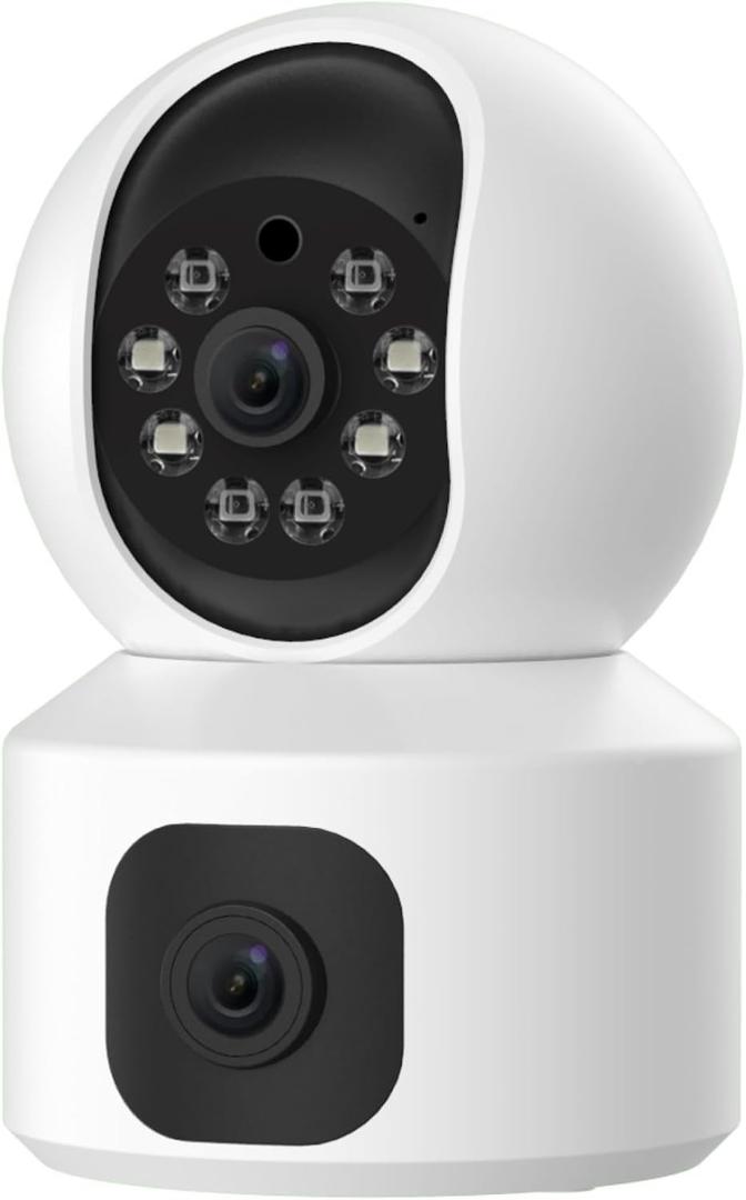 YI Dual-Lens Indoor Camera, 2.4Ghz Home Security Camera System with Fixed Lens and Dome Camera in 1, Expanded Viewing Angle, Motion Tracking, Dual-Screen Display, Two-Way Audio, Phone Alerts