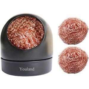 2 x Soldering Solder Iron Tip Cleaners Metal Base Holder Station Cleaning Ball with 3 Soldering Cleaning Wire Soft Coiled Copper for Cleaning Soldering Irons Tips (Black)