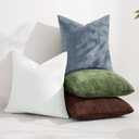decorUhome Chenille Haze Blue Throw Pillow Covers 18x18 Inch Set of 2, Decorative Soft Couch Pillow Covers Solid Dyed Accent Velvet Farmhouse Neutral Square Pillow Cases for Sofa Bed Living Room