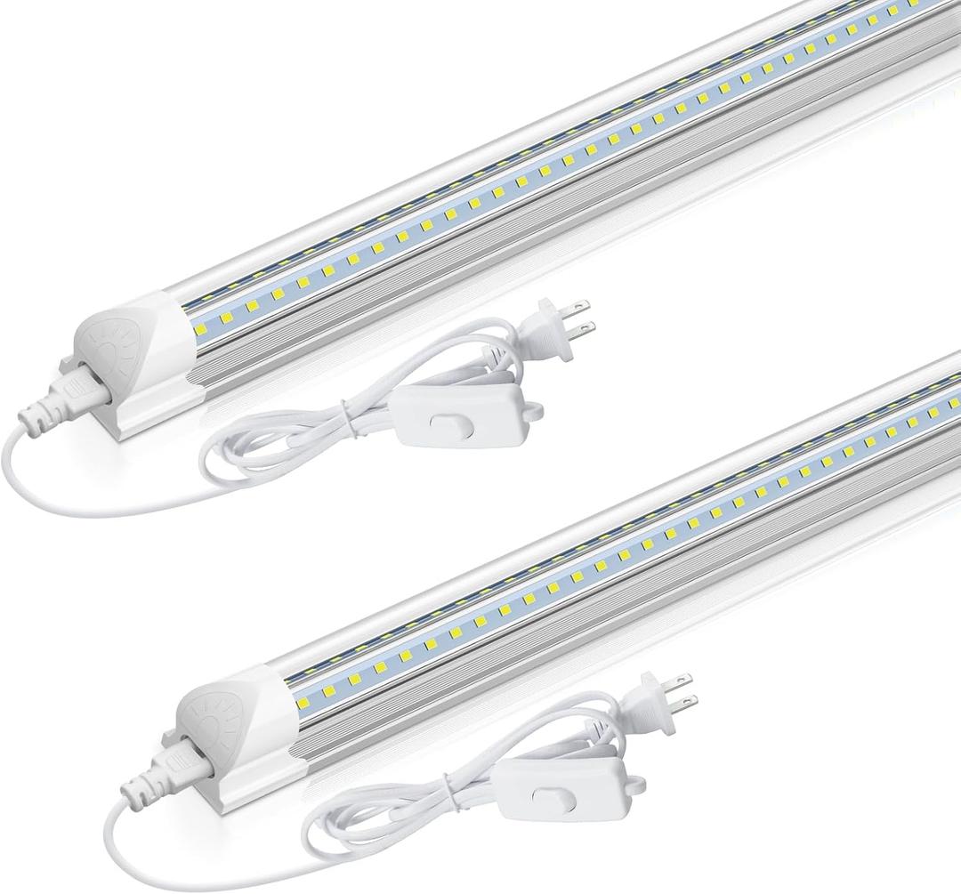 CNSUNWAY 2FT LED Shop Light, 20W 3000LM, 5000K Daylight T8 LED Light Fixture, V Shape, High Output, Linkable Shop Lights for Room, Garage, Workshop, Under Cabinet, ETL Listed (2 Pack)