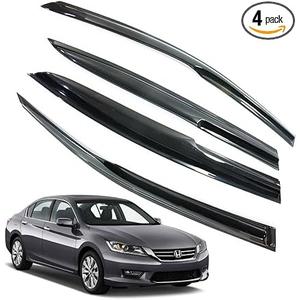 LETINGFAR Rain Guards for Honda Accord 2013-2017 4-Door Sedan, Black Modern Outside Mount Tape-on Side Window Deflectors for Cars, 4 pcs