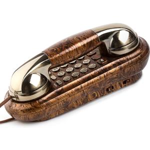 Sangyn Corded Phone Vintage Wood Grain Wall Phone, No AC Power Required, 3 Speed Dial Keys, Big Buttons, Loud Mechanical Ringer, Volume Control, Redial, Mute, Flash, Landline Phone for Home House (Nanmu Color)