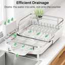 SNTD Dish Drying Rack, Expandable Dish Rack for Kitchen Counter, Stainless Steel Dish Drainer with Drainboard Set and Utensil Holder (White), 16.5" to 21.6 Inches