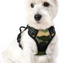 rabbitgoo Dog Harness No Pull with 2 Leash Clips, Adjustable Soft Padded, Reflective Oxford No Choke Pet Vest with Easy Control Handle for Large Dogs, Green Mountain,XS