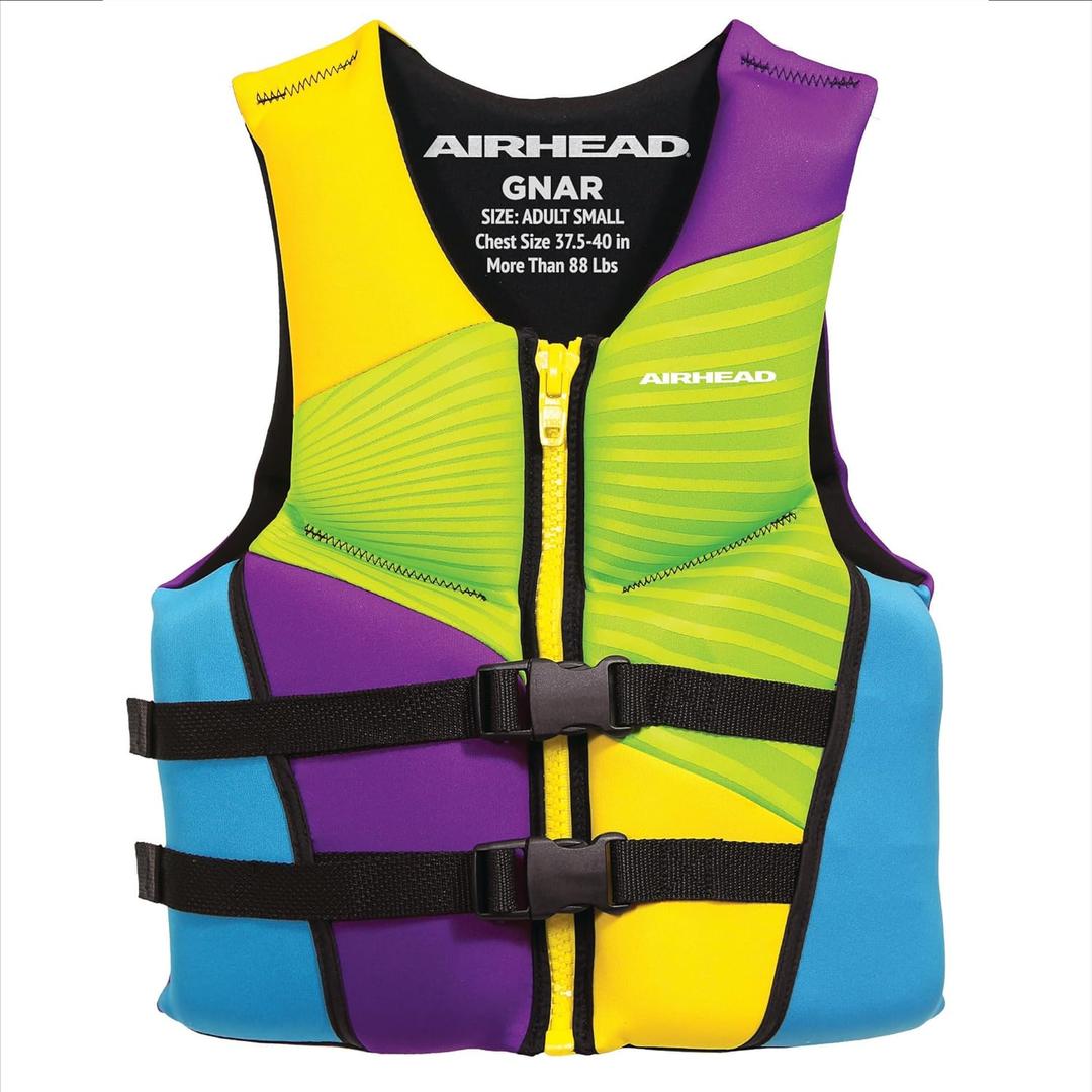 Airhead Gnar Kwick-Dry Neolite Flex Type III Life Jacket, US Coast Guard Approved, Secure Fit, Youth/Adult Sizes (Small)