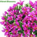Ouddy Decor 8 Bundles Artificial Flowers for Outdoors, Fake Silk Flowers Azalea Plants UV Resistant for Summer Front Door Planter Garden Patio Window Box Balcony Walkway Home Decor, Purple
