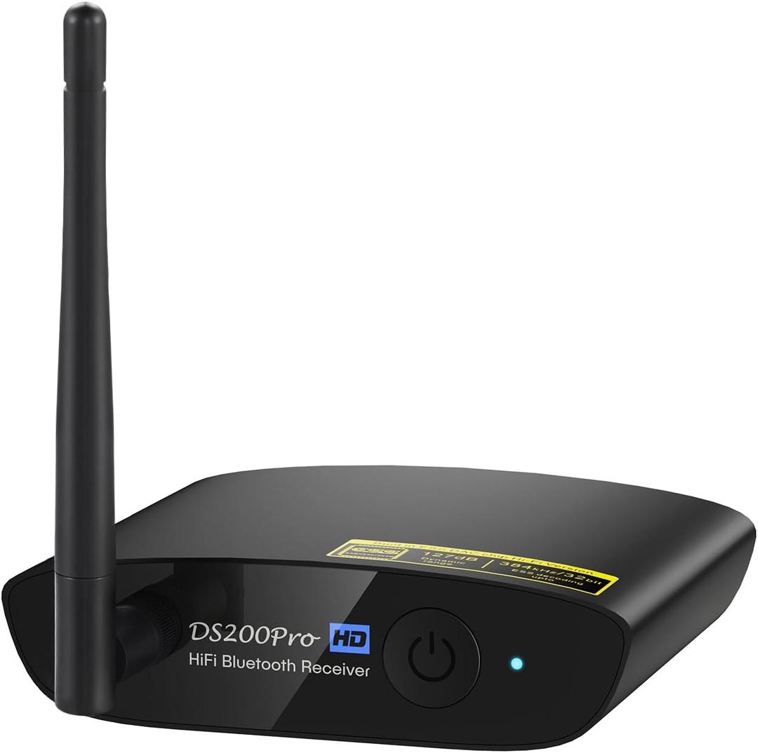 1Mii DS200Pro Bluetooth 5.3 Receiver for Home Stereo, HiFi Wireless Audio Adapter with LDAC, Built-in DAC, Long Range, Optical & RCA Outputs (Black)