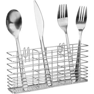 iPEGTOP Cutlery Utensil Silverware Drying Rack Chopsticks Basket Holder with Hooks, Flatware Storage for Kitchen Dish Drainer Drying Rack, Rust Proof Stainless Steel, 1.5"D x 3.3"W x 1.5"H