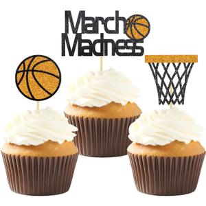 24Pcs Basketball Cupcake Toppers for Party Decorations, March Madness & Birthday Themes (MIX B), BAK001