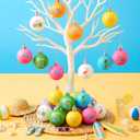 VIHOSE 40 Pcs Summer Ball Ornaments Colorful Hawaiian Ornaments for Tree 1.18" Flamingo Sun Coconut Palm Hanging Decorations Pink Blue Hanging Summer Beach Plastic Balls for Home Decors Holiday Party