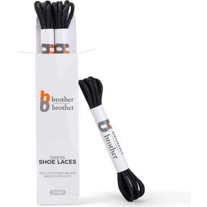 BB BROTHER BROTHER Dress Shoe Laces (3 Pairs) Round Waxed 100% Cotton Oxford Shoelaces (32 (81 cm), Black)