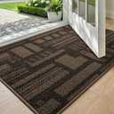Color&Geometry Front Door Mat Non-Slip, Low-File, Easy to Clean, Sturdy Doormat, Entryway Rug for Hallway, Entrance, Porch Floor, 24"x36", Brown (Rolled-up NO Creases)