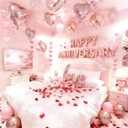 Rose Gold Anniversary Decorations Set - 1052pc Romantic Room Decor Kit with 1000 Rose Petals, HAPPY ANNIVERSARY & LOVE Foil Balloons - Perfect for Proposal, Wedding, Valentine's, Hotel Room Surprises