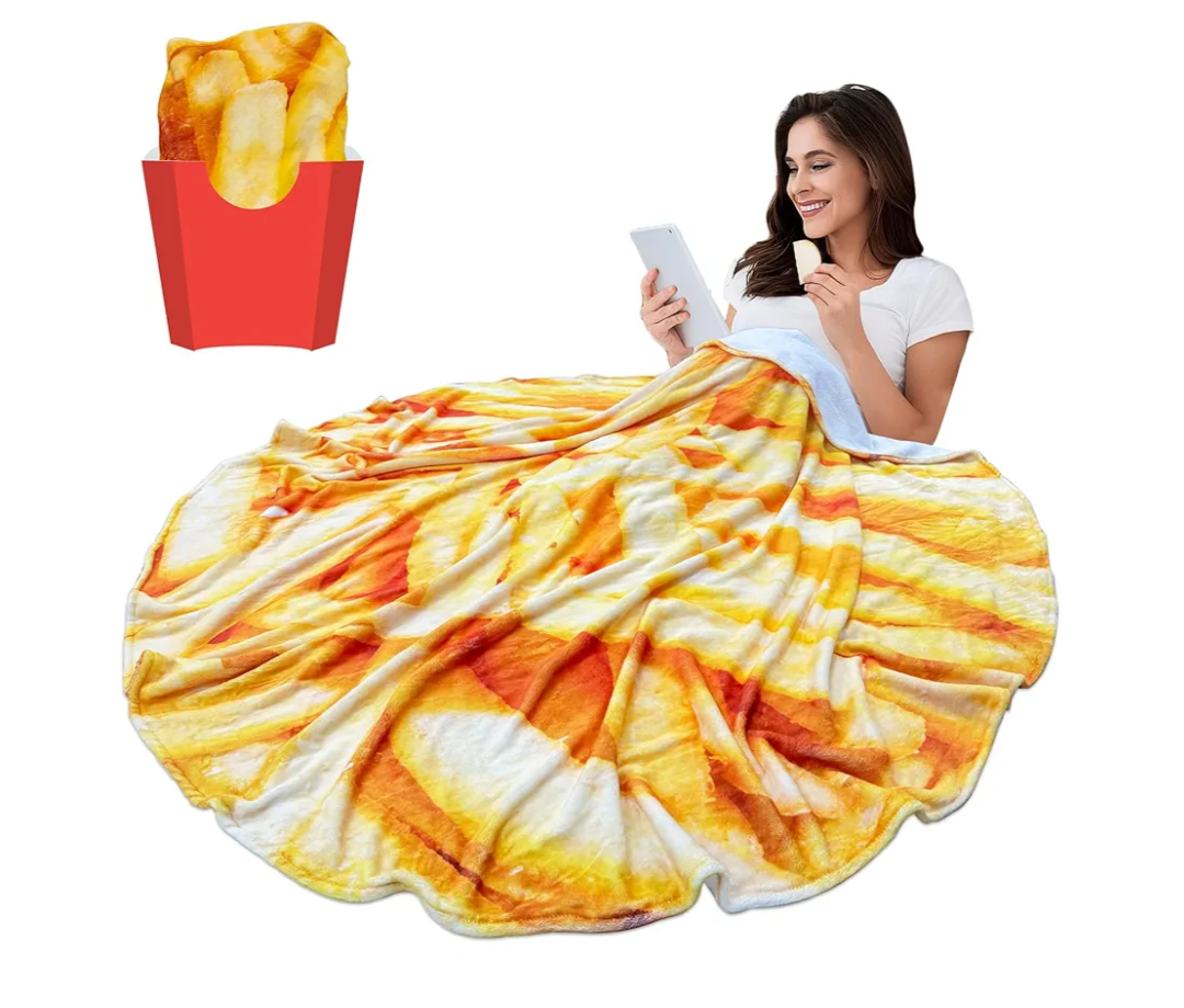 Chips Yellow Throw Blanket Fun Birthday Gifts for Room Decor for Bedroom Office, Soft Blanket for Baby Woman Dog Shower 71 inches