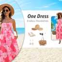 Gardenwed Women's Floral Print Maxi Dress,Spaghetti Strap Smocked Bodice A-Line Sundress with Pockets, Small