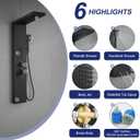 ROVATE Shower Panel Tower System with Rainfall Shower Head, Elegant Matte Black Shower Tower with Powerful Body Jets, Handheld Shower and Tub Spout, Stainless Steel Shower Column Black High Pressure