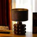 Ceramic Kiln Changed Glaze Table Lamp, 12 x 12 x 18 Inch Ceramic Base with Black Shade, Kiln Change Glaze